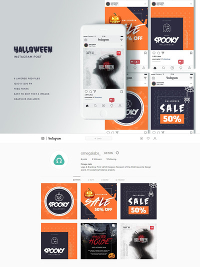 高品质的时尚高端多用途的万圣节社交媒体banner海报横幅设计模板