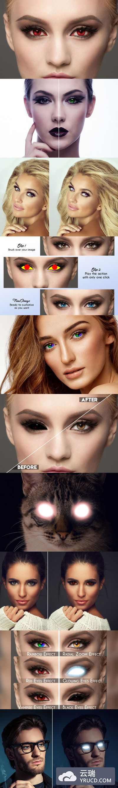 时尚高端的神奇眼睛美颜吸血鬼万圣节photoshop动作