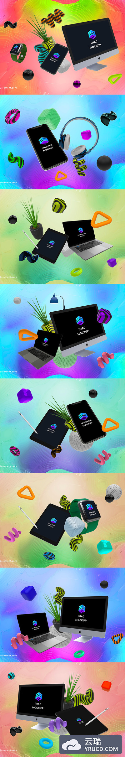 苹果设备概念创意组合样机Mockups下载第二集 [PSD,iPad,iPhone,iMac,MacBook]