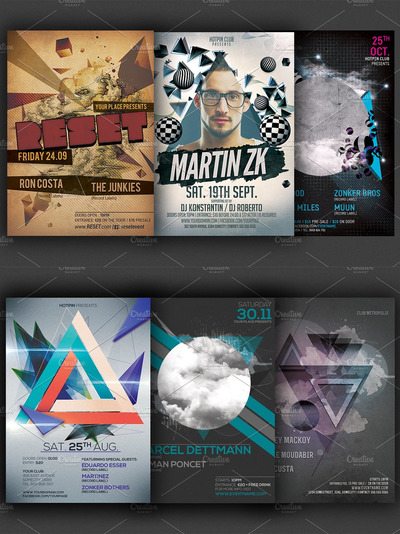 简约的派对海报模版 Minimal Party Flyer Template Bundle