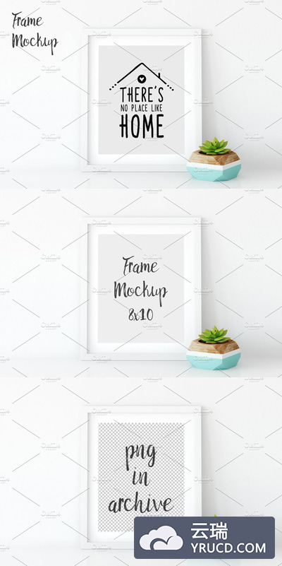 白色的画框样机 White Frame Mockup - 2 (8x10)