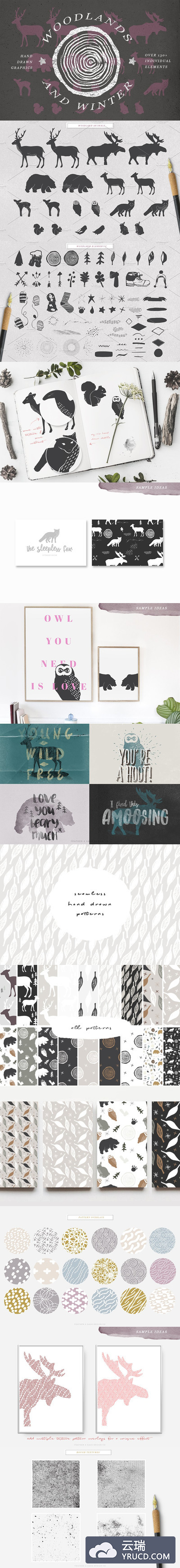 冬季木头主题的图形素材 Woodlands & Winter Vector Graphics