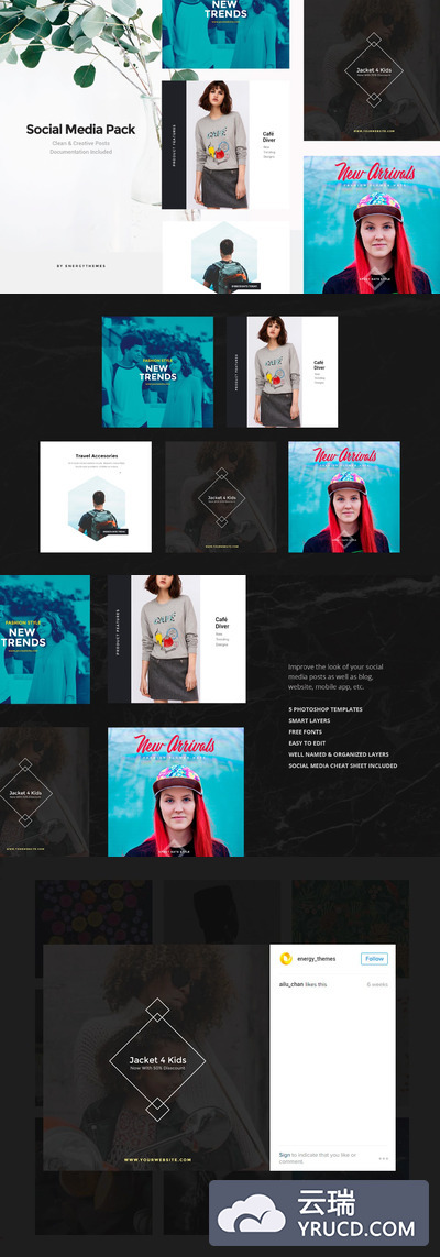 时尚高端的社交媒体banner海报设计模板 - Vol5