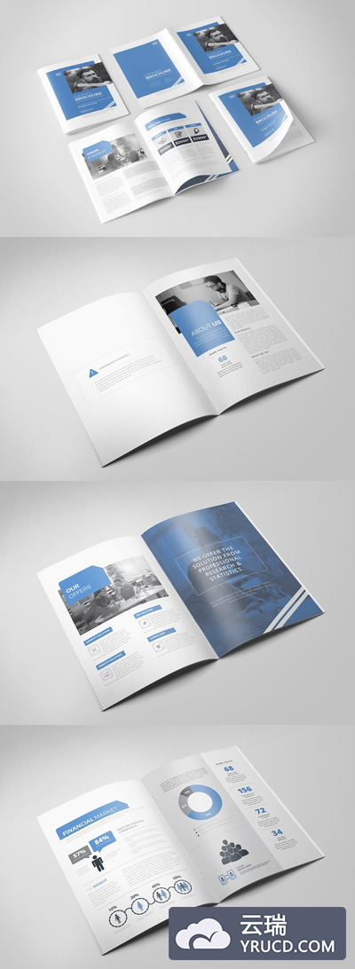 时尚简约高端的公司简介品牌手册杂志楼书画册设计模板（indd）