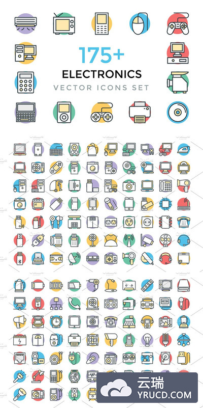 175+电子图标素材 175+ Electronics Vector Icons