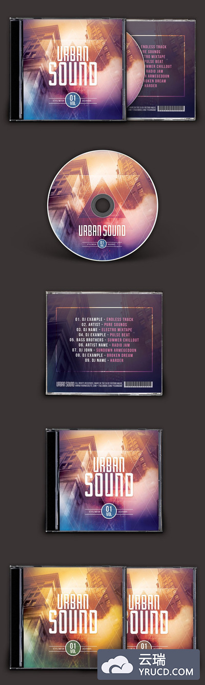 城市主题的CD封面模版 Urban Sound CD Cover Artwork