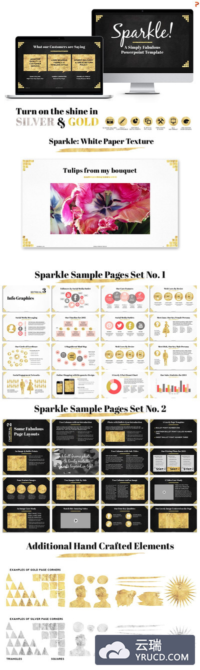 闪耀金箔PPT模版 Sparkle Gold Foil PPT Templates