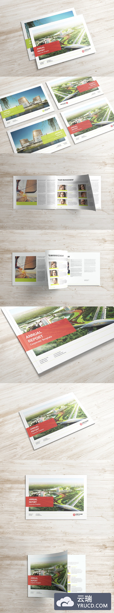 A4尺寸的园林小区图片画册模版 A4 Landscape Catalog Mockups v.2