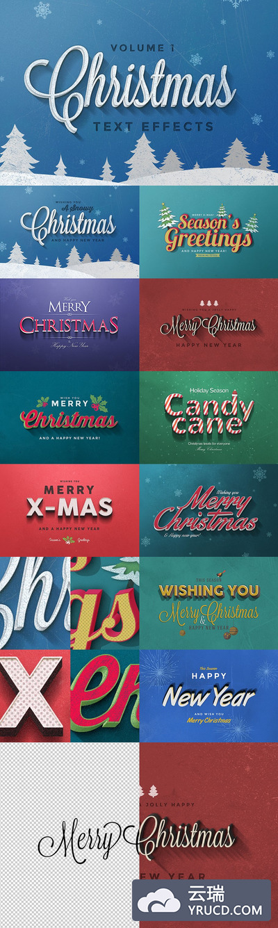 圣诞节效果的图层样式素材 Christmas Text Effects Vol.1