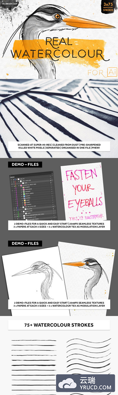 正是效果的水彩Ai画笔 REAL WATERCOLOR FOR Ai