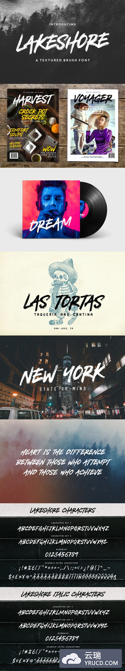 大气的笔刷效果的字体 Lakeshore Brush Font