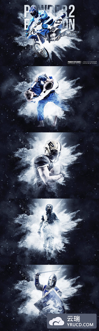 PS动作 | 粉末爆炸2照片处理艺术烟雾灯光云彩颜色悬疑主题