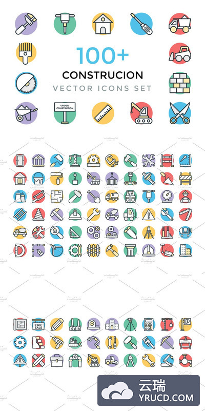 100+建设主题图标 100+ Construction Vector Icons