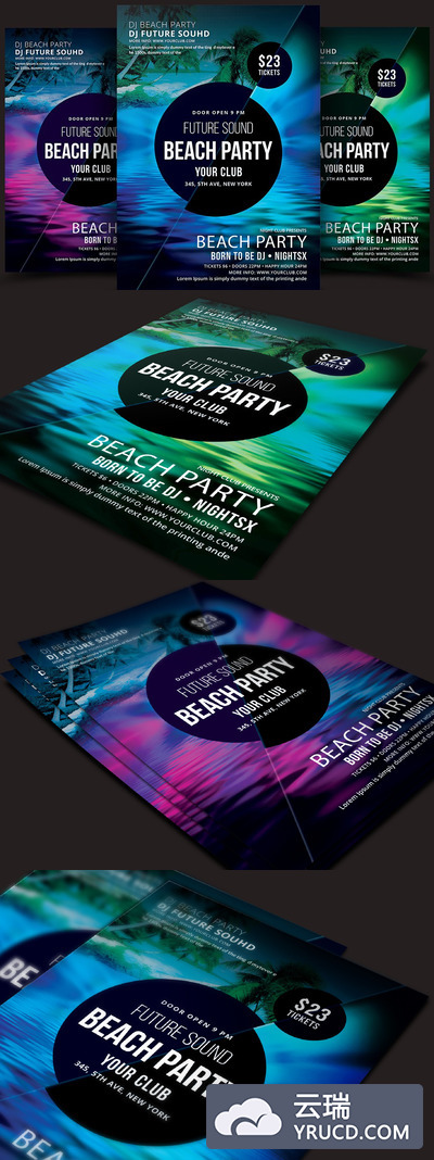 海滩海报模版 Beach Party Flyer