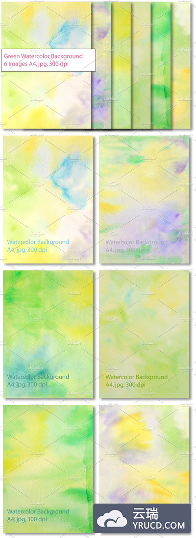 黄绿色的水彩背景素材 Green Yellow Watercolor Background