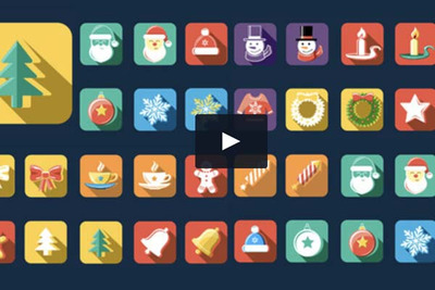 扁平化长投影风格的圣诞节主题动态图标AE视频素材[AEP]