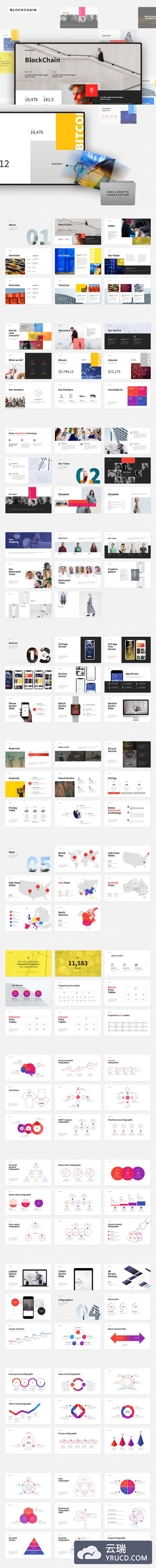 高品质的时尚高端多用途的BLOCKCHAIN区块链比特币大数据主题powerpoint幻灯片演示模板（pptx）