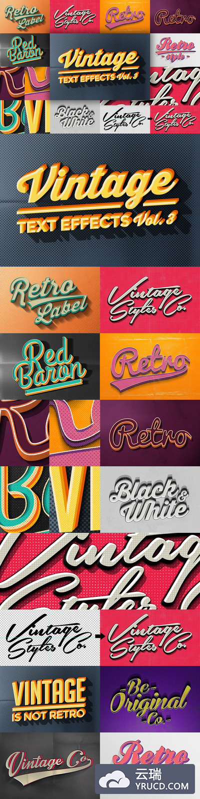 时尚高端的3D立体复古文字效果图层样式大集合Vol.3