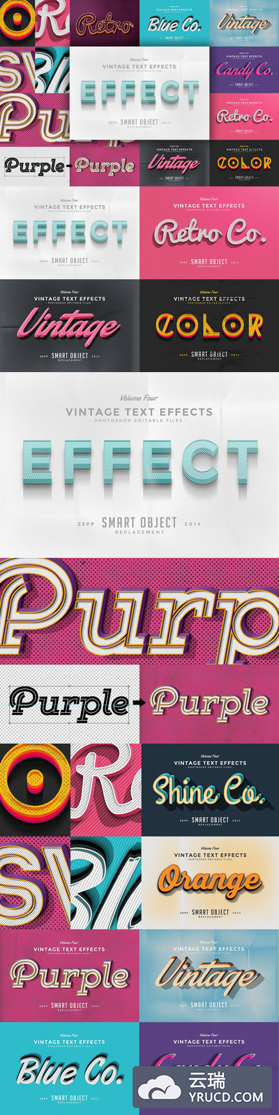 时尚高端的3D立体复古文字效果图层样式大集合Vol.4