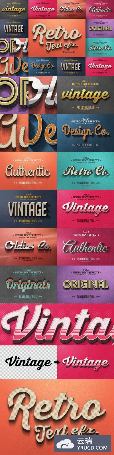 时尚高端的3D立体复古文字效果图层样式大集合Vol.2