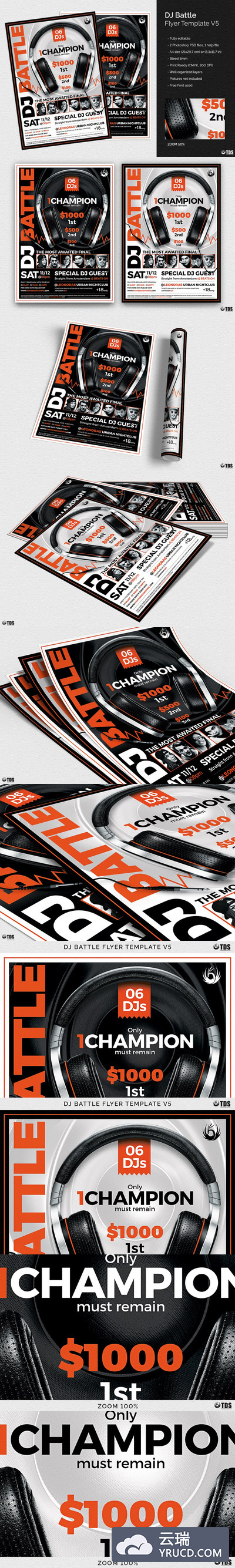 DJ对战音乐海报模版PSD DJ Battle Flyer PSD V5