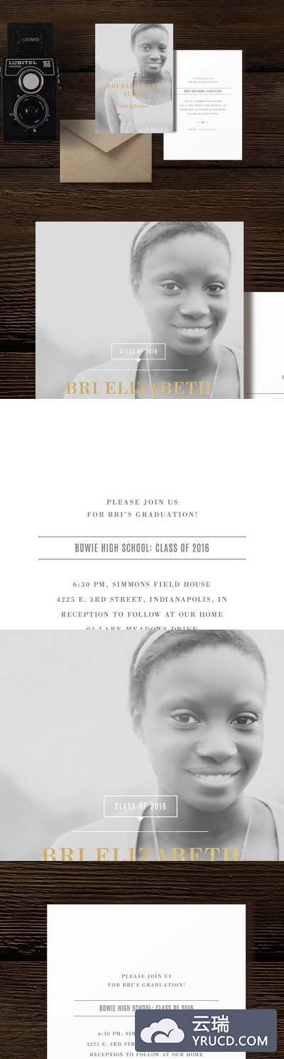 高级毕业公告模版 Senior Graduation Announcement