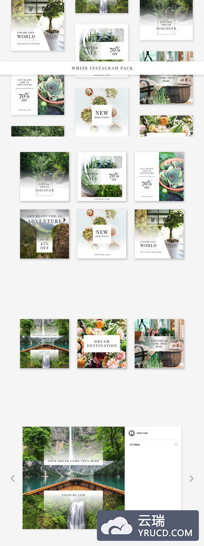 白色的社交广告图片模版 White Instagram Pack