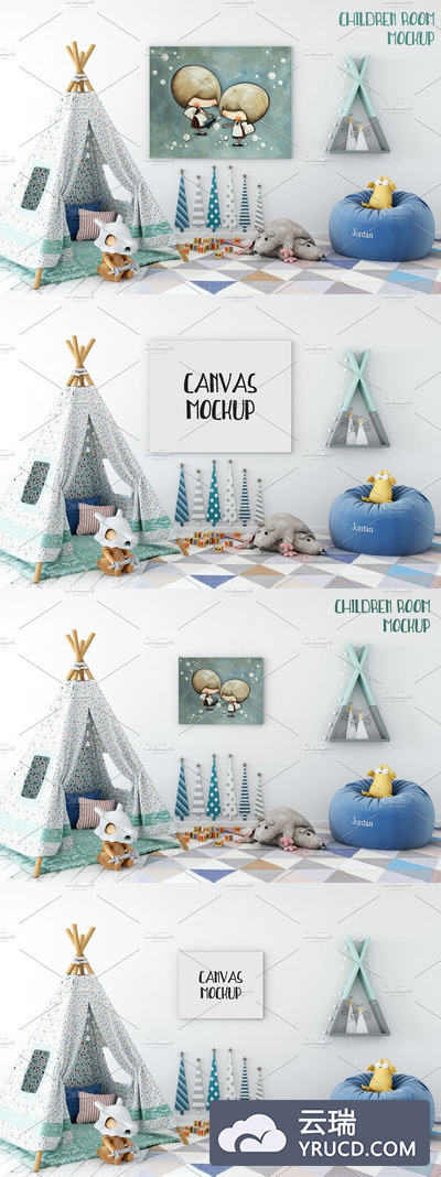 有趣的儿童卧室样机 Scandi kids room mockup