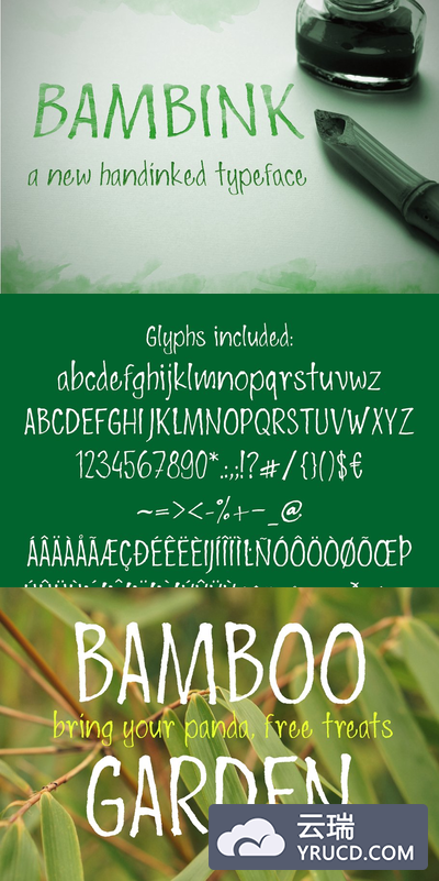 手绘侵染效果的字体 Bambink Condensed