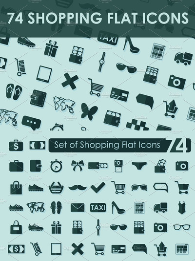 74个购物图标 74 SHOPPING flat icons