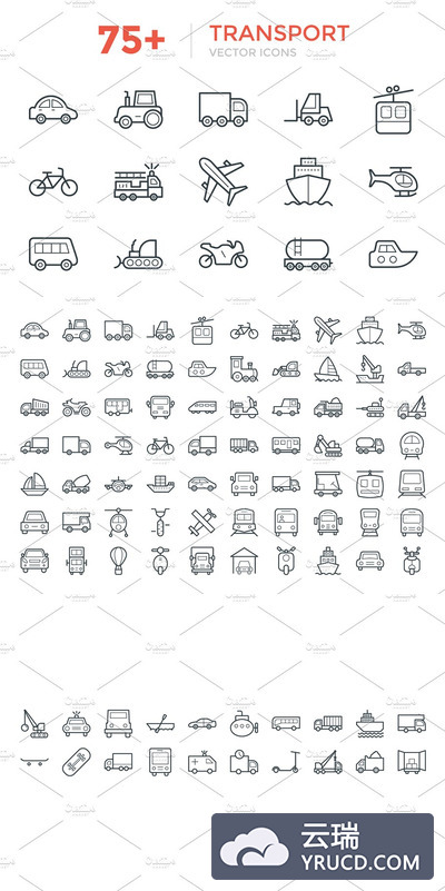 75个交通相关的图标 75+ Transport Vector Icons