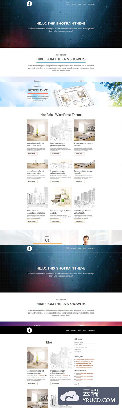 流行的企业网站Wordpress主题模版 Hot Rain