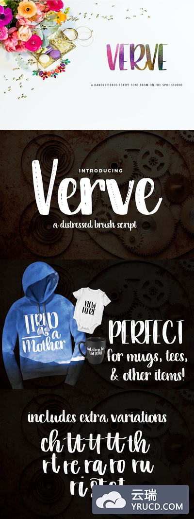 适合花卉的字体 Verve Distressed