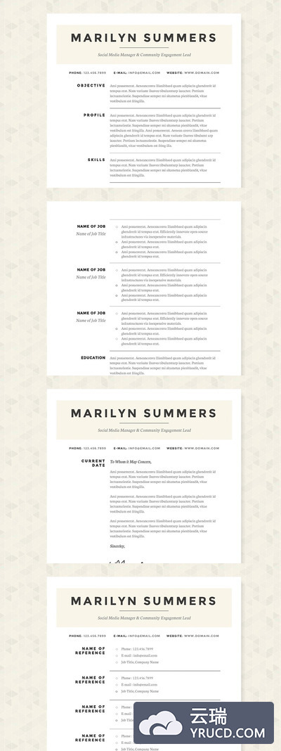 经典的简历模版 Classic Resume Template Package