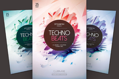 高科技展会类海报模版 Techno Beats Flyer Template