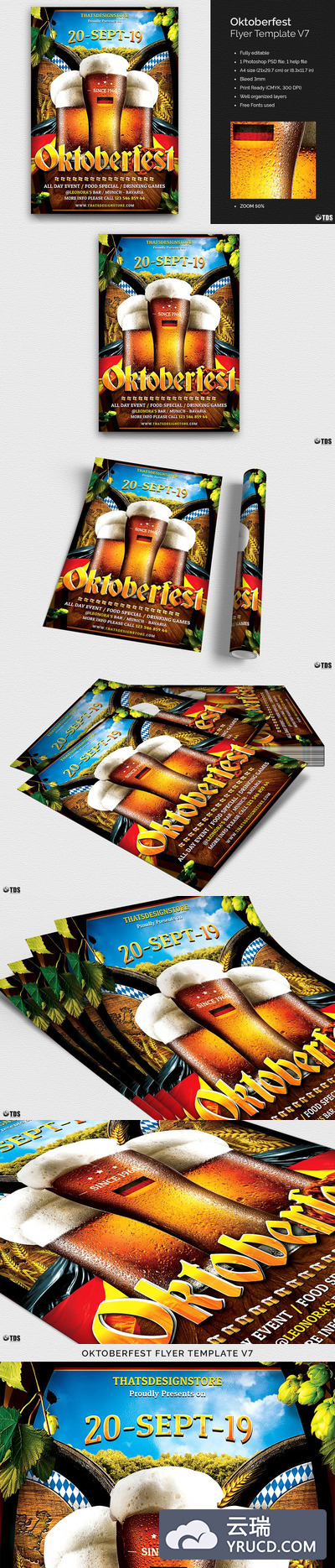 啤酒节海报模版 Oktoberfest Flyer PSD V7