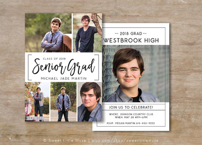 毕业宣传海报模版 Senior Graduation Announcement