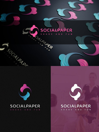 社交主题的logo模版 Social paper Logo