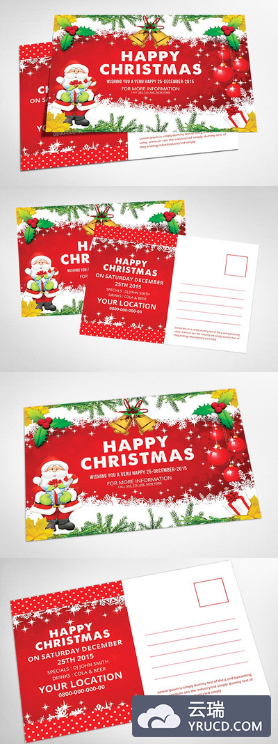 传统的圣诞节贺卡模版 Christmas Postcard