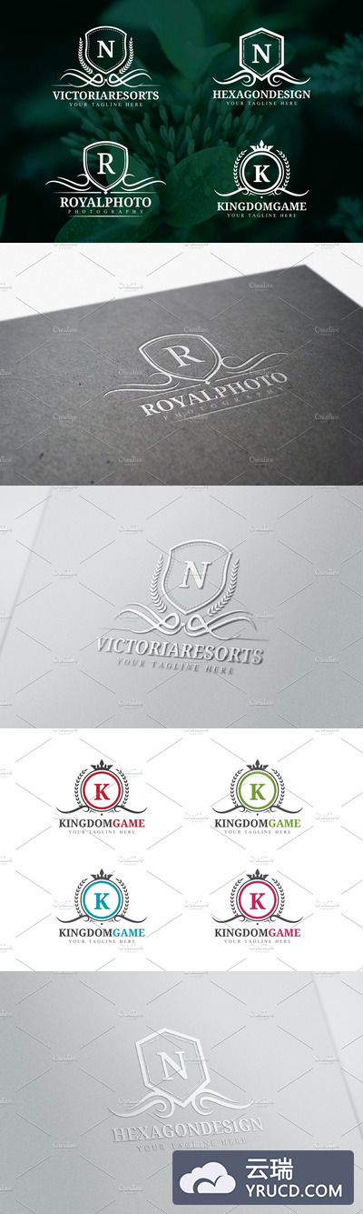 信封上的logo模版 Crest Logo Templates Bundle