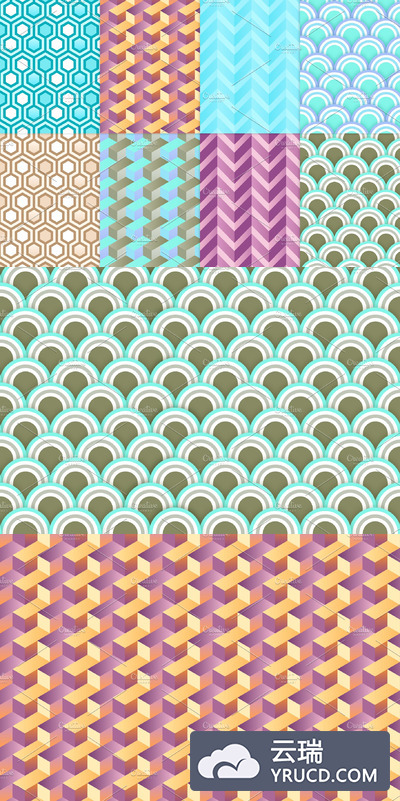 8个几何无缝背景纹理素材 8 geometric seamless patterns