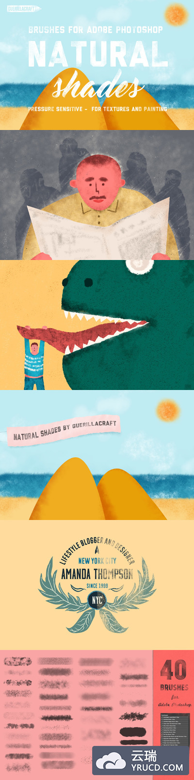 自然的额光影PS画笔 Natural Shades For Adobe Photoshop