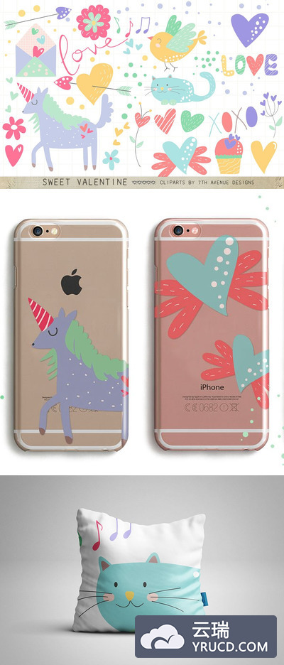 甜美的情人节卡通图形素材 Sweet Valentine Cliparts