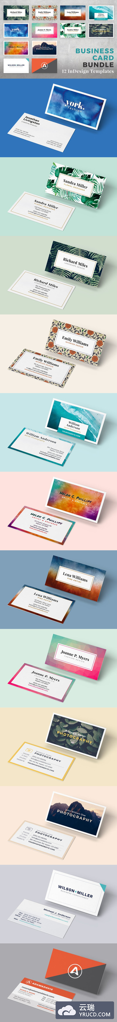 商业卡片模版素材 Business Card Bundle for InDesign