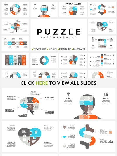 各种创意图表的PPT模版 PUZZLE - Free Updates
