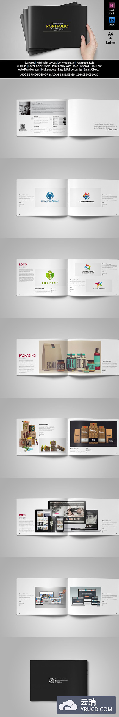 横版画册设计模版 Graphic Design Portfolio Template