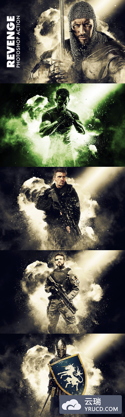 震撼的战争电影爆炸烟雾质感的photoshop动作预设