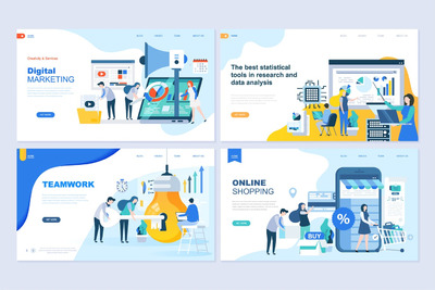 时尚扁平化风格的多用途大数据海报banner登录页面设计模板