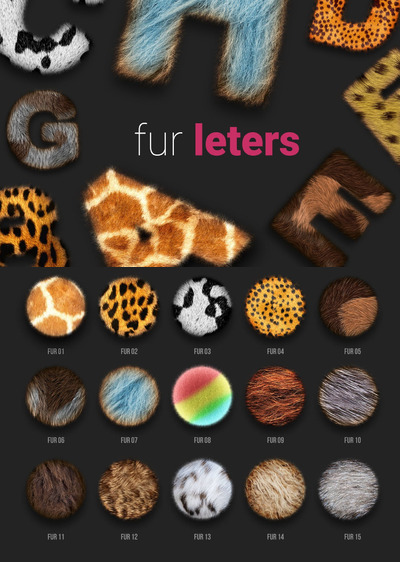 个性的皮草动物毛笔质感的photoshop图层样式集合