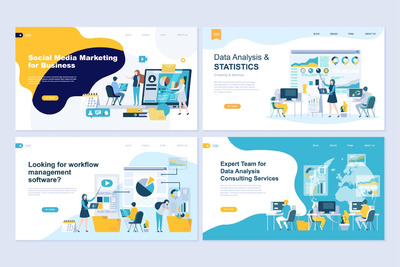 时尚的数据分析管理咨询营销海报banner登陆页面模板